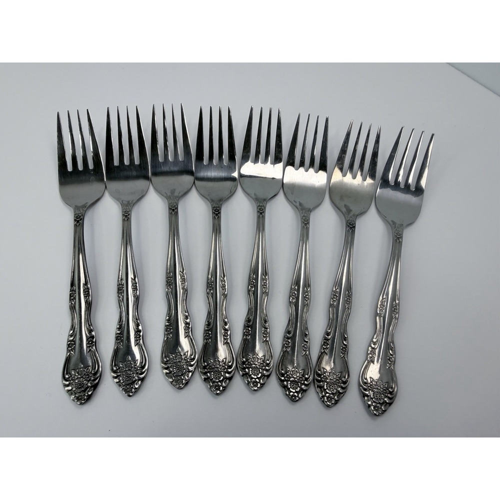 Rogers Dream Rose Salad Forks Stainless Flatware Korea Set of 8